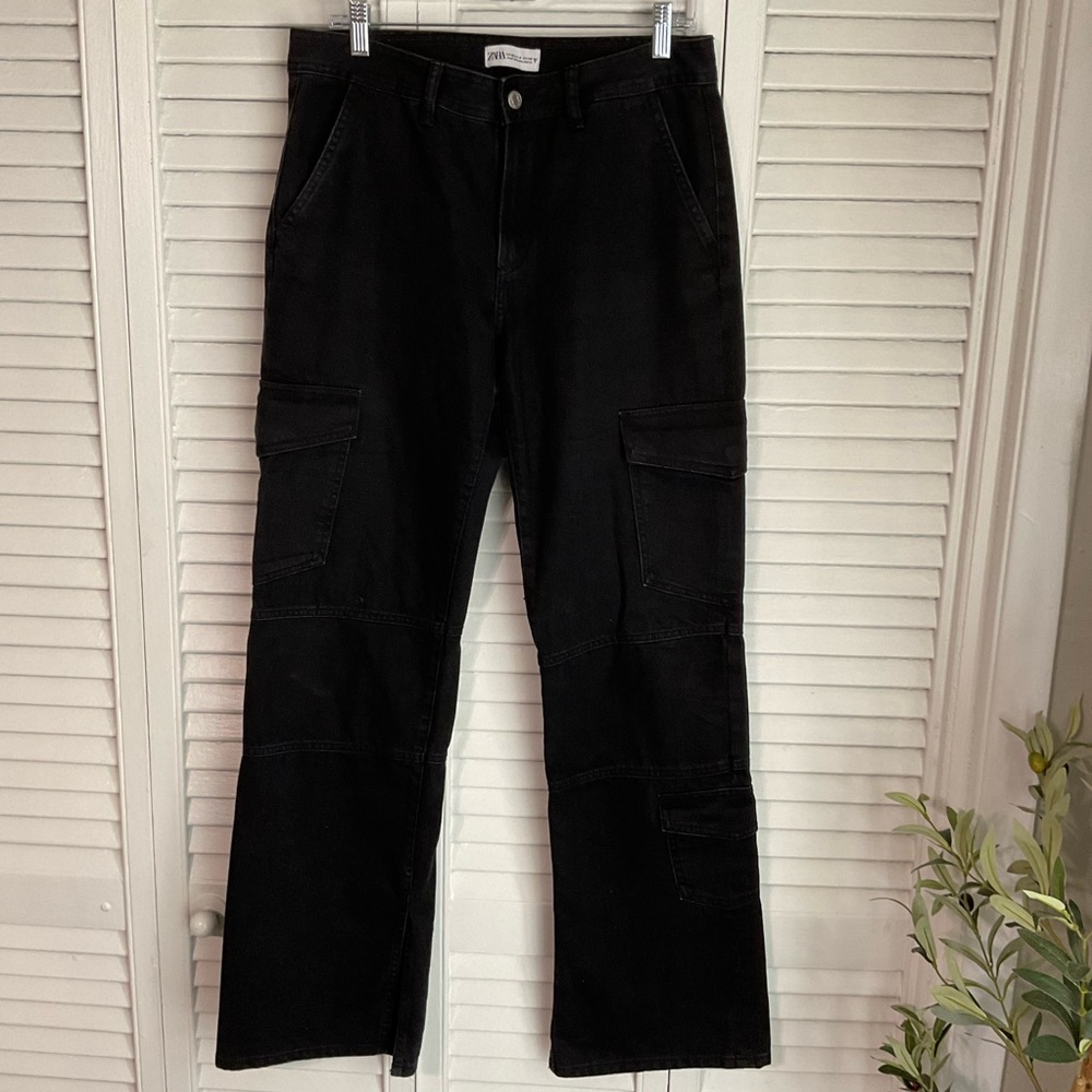 Zara Cargo Black Jeans Flared Pants